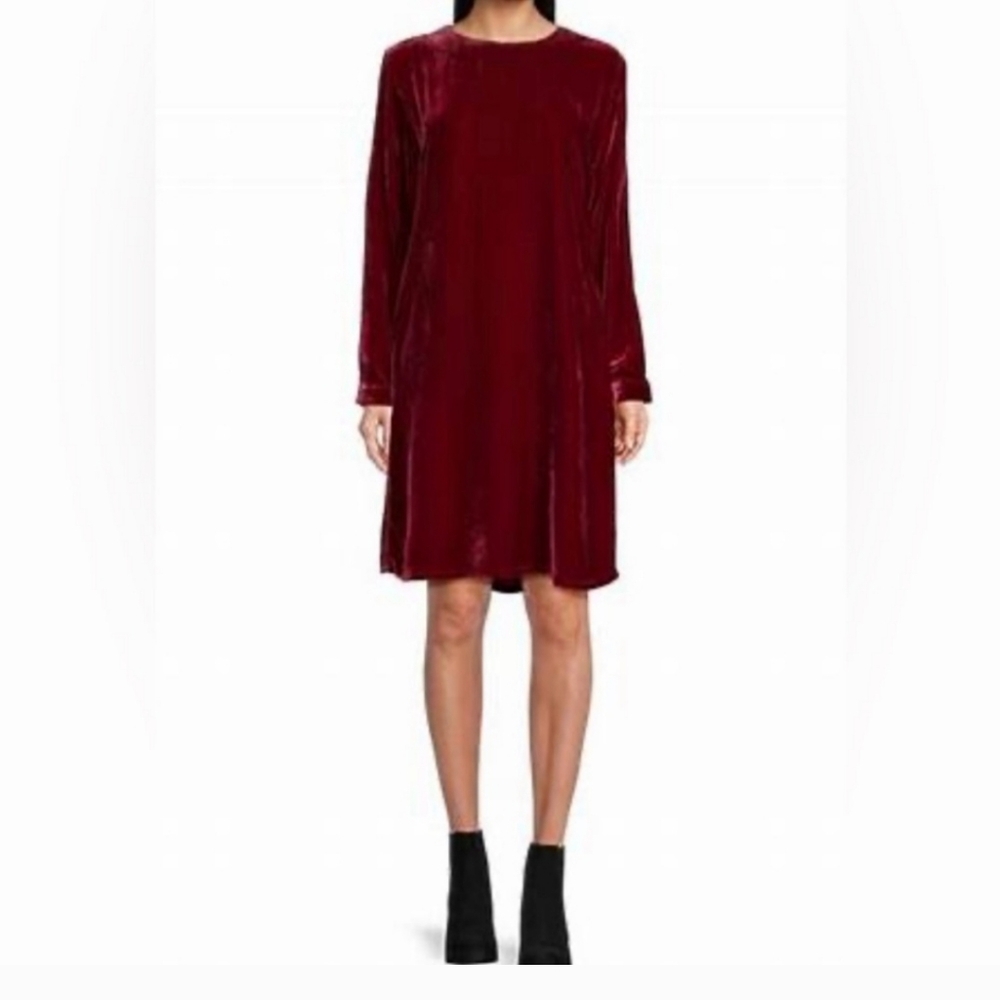 Eileen Fisher  elegant Velvet Red Dress